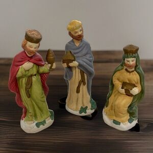 Vintage Replacement Ceramic Nativity Scene Set Figurine 3‎ Wise Men Hand painted